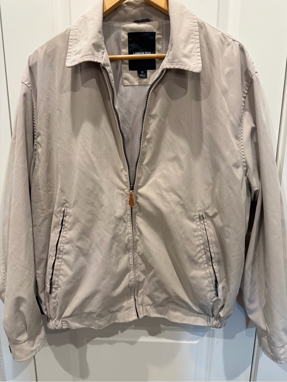 London Fog Men's Beige Zip-Front Windbreaker